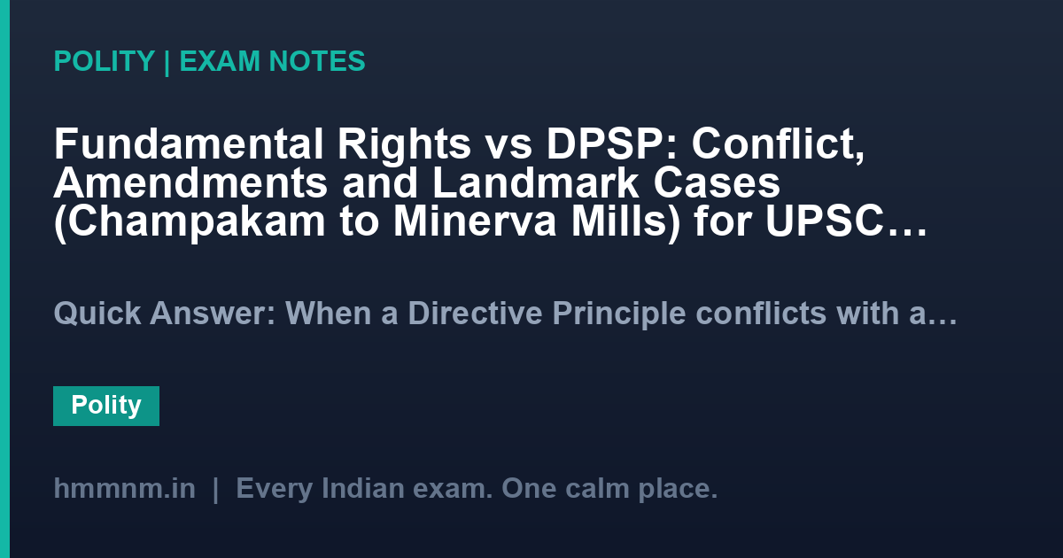Fundamental Rights vs DPSP: Conflict, Amendments and Landmark Cases (Champakam to Minerva Mills) for UPSC Mains