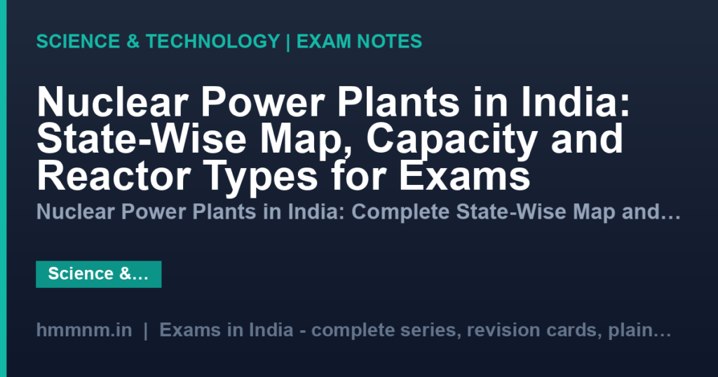 Nuclear Power Plants in India: State-Wise Map, Capacity and Reactor Types for Exams