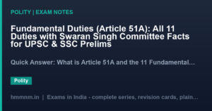 Fundamental Duties (Article 51A): All 11 Duties with Swaran Singh Committee Facts for UPSC & SSC Prelims