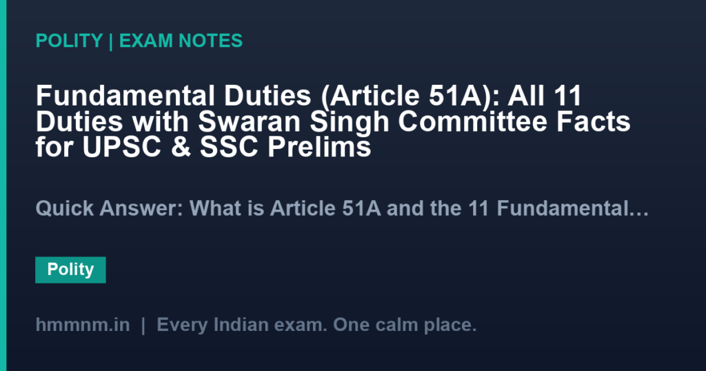 Fundamental Duties (Article 51A): All 11 Duties with Swaran Singh Committee Facts for UPSC & SSC Prelims