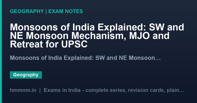 Monsoons of India Explained: SW and NE Monsoon Mechanism, MJO and Retreat for UPSC