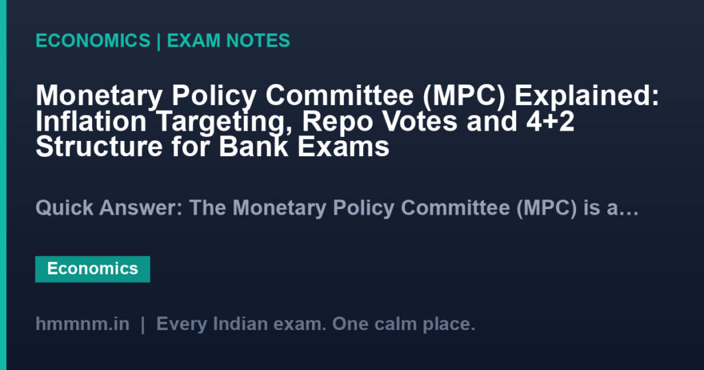 Monetary Policy Committee (MPC) Explained: Inflation Targeting, Repo Votes and 4+2 Structure for Bank Exams