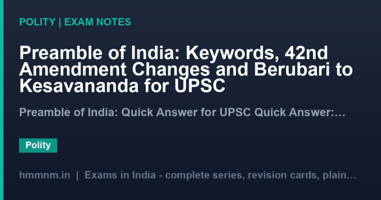 Preamble of India: Keywords, 42nd Amendment Changes and Berubari to Kesavananda for UPSC