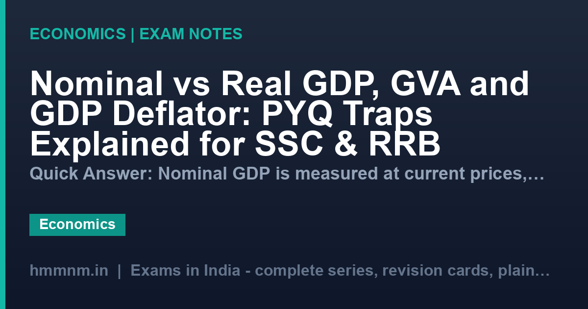 Nominal vs Real GDP, GVA and GDP Deflator: PYQ Traps Explained for SSC & RRB