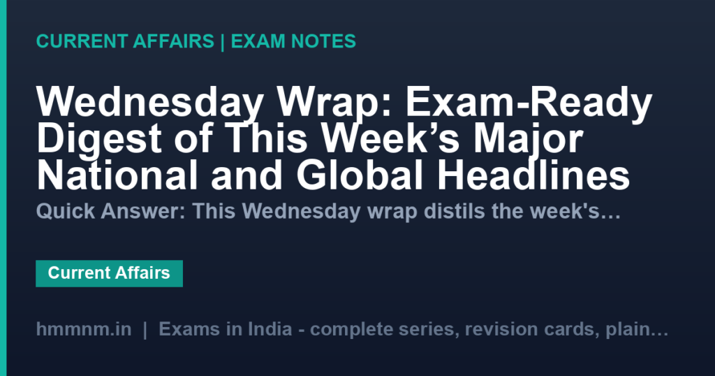 Wednesday Wrap: Exam-Ready Digest of This Week’s Major National and Global Headlines
