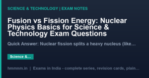 Fusion vs Fission Energy: Nuclear Physics Basics for Science & Technology Exam Questions