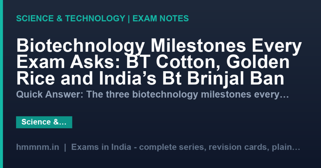Biotechnology Milestones Every Exam Asks: BT Cotton, Golden Rice and India’s Bt Brinjal Ban