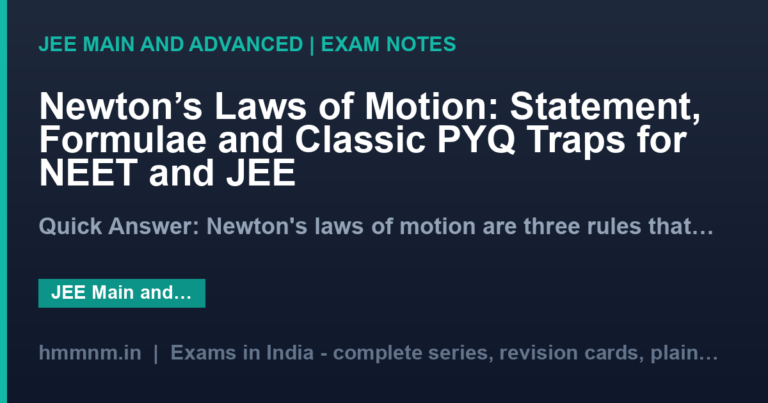 Newton’s Laws of Motion: Statement, Formulae and Classic PYQ Traps for NEET and JEE