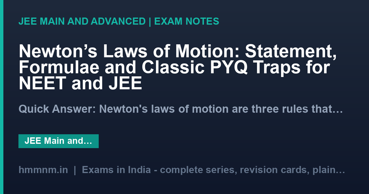 Newton's Laws of Motion: Statement, Formulae and Classic PYQ Traps for NEET and JEE