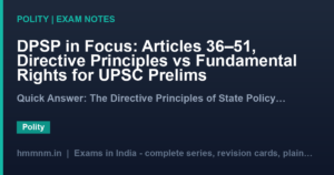DPSP in Focus: Articles 36–51, Directive Principles vs Fundamental Rights for UPSC Prelims
