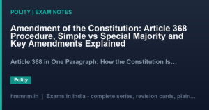 Amendment of the Constitution: Article 368 Procedure, Simple vs Special Majority and Key Amendments Explained