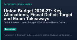 Union Budget 2026-27: Key Allocations, Fiscal Deficit Target and Exam Takeaways