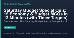 Saturday Budget Special Quiz: 15 Economy & Budget MCQs in 12 Minutes (with Timer Targets)