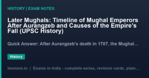 Later Mughals: Timeline of Mughal Emperors After Aurangzeb and Causes of the Empire's Fall (UPSC History)