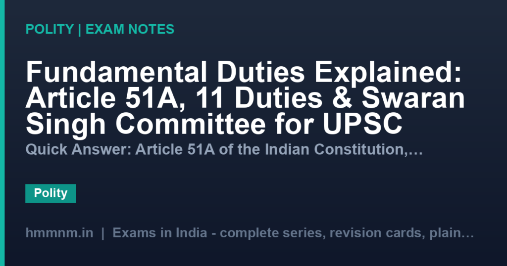 Fundamental Duties Explained: Article 51A, 11 Duties & Swaran Singh Committee for UPSC