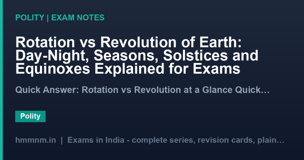 Rotation vs Revolution of Earth: Day-Night, Seasons, Solstices and Equinoxes Explained for Exams