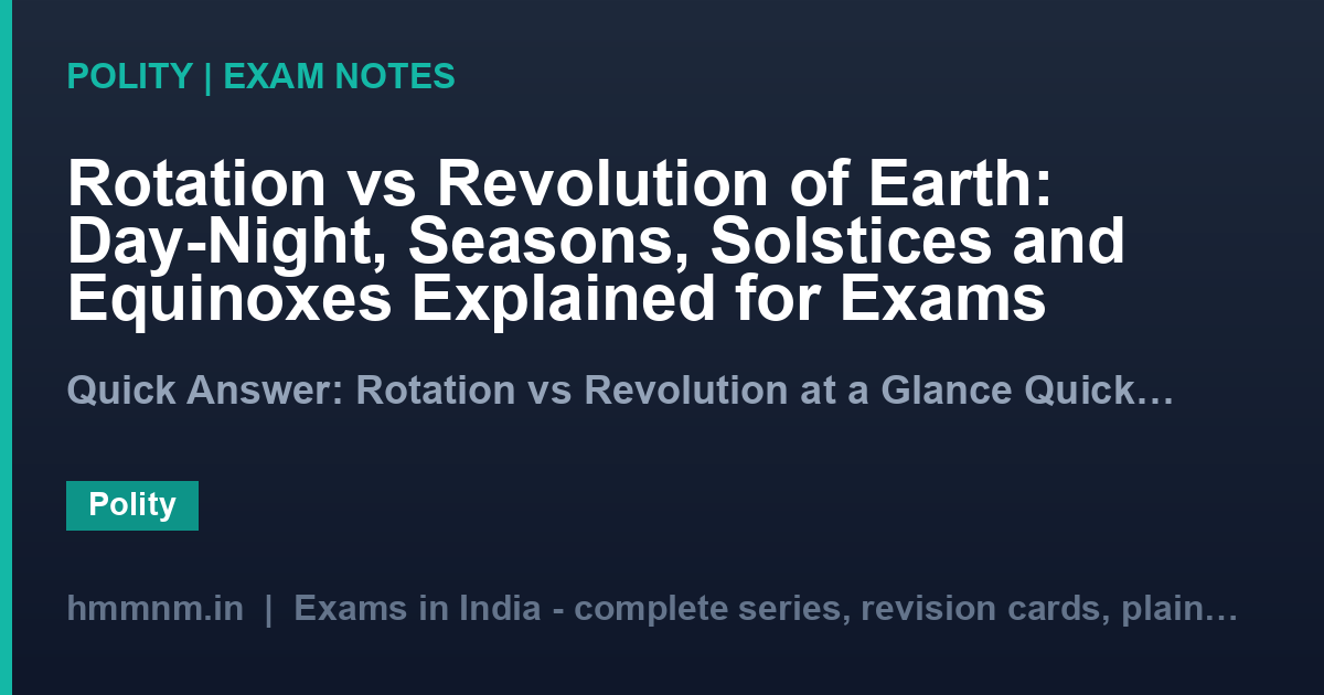 Rotation vs Revolution of Earth: Day-Night, Seasons, Solstices and Equinoxes Explained for Exams