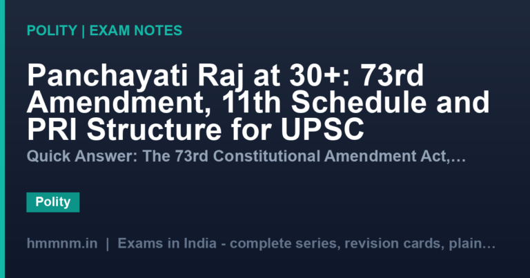 Panchayati Raj at 30+: 73rd Amendment, 11th Schedule and PRI Structure for UPSC