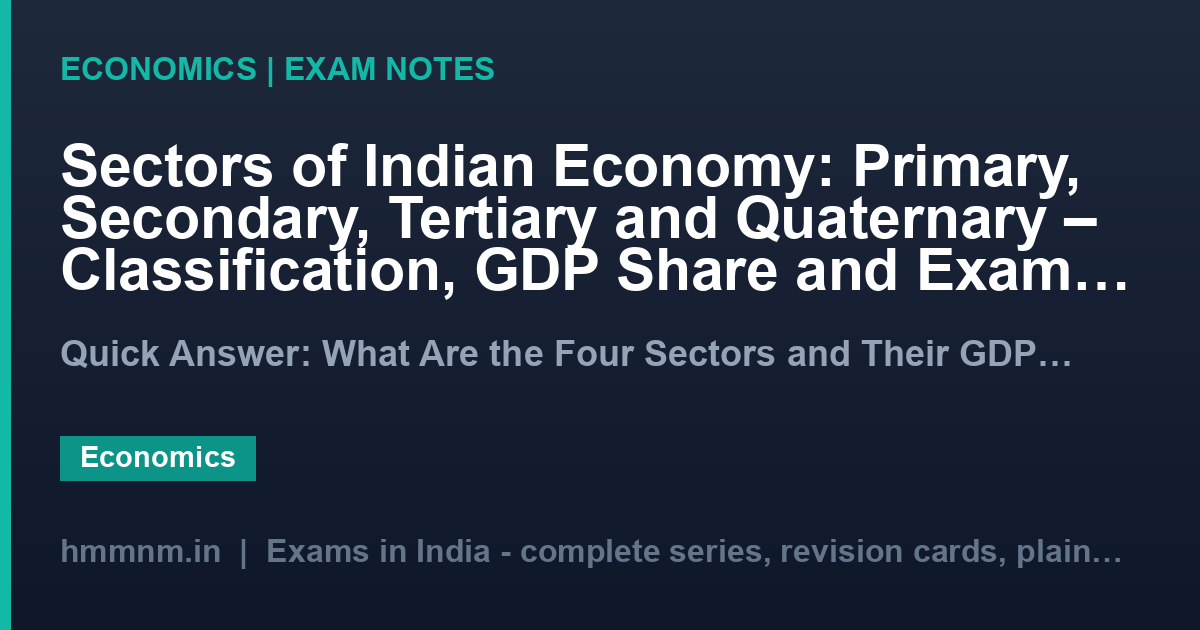 Sectors of Indian Economy: Primary, Secondary, Tertiary and Quaternary – Classification, GDP Share and Exam Facts