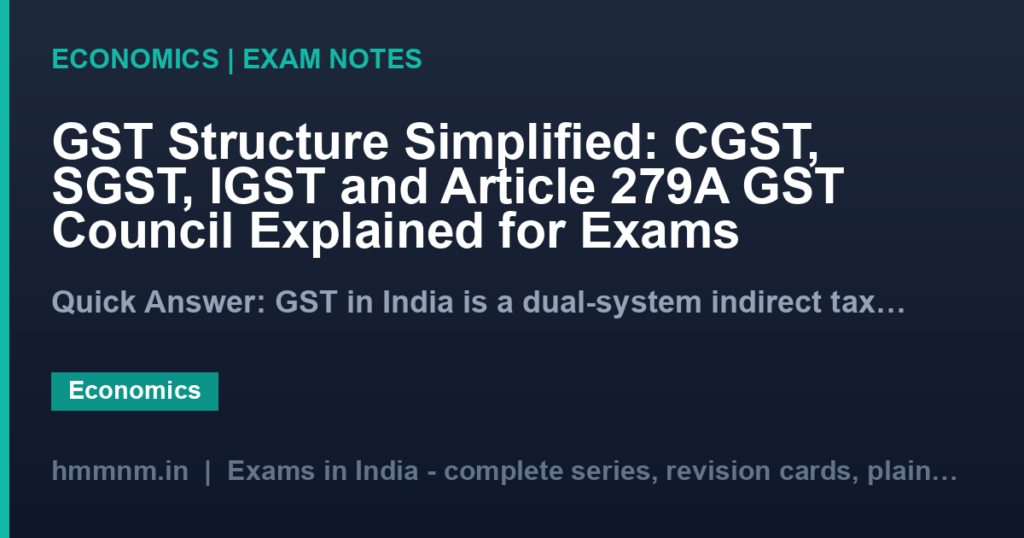 GST Structure Simplified: CGST, SGST, IGST and Article 279A GST Council Explained for Exams