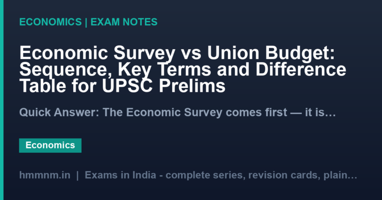 Economic Survey vs Union Budget: Sequence, Key Terms and Difference Table for UPSC Prelims