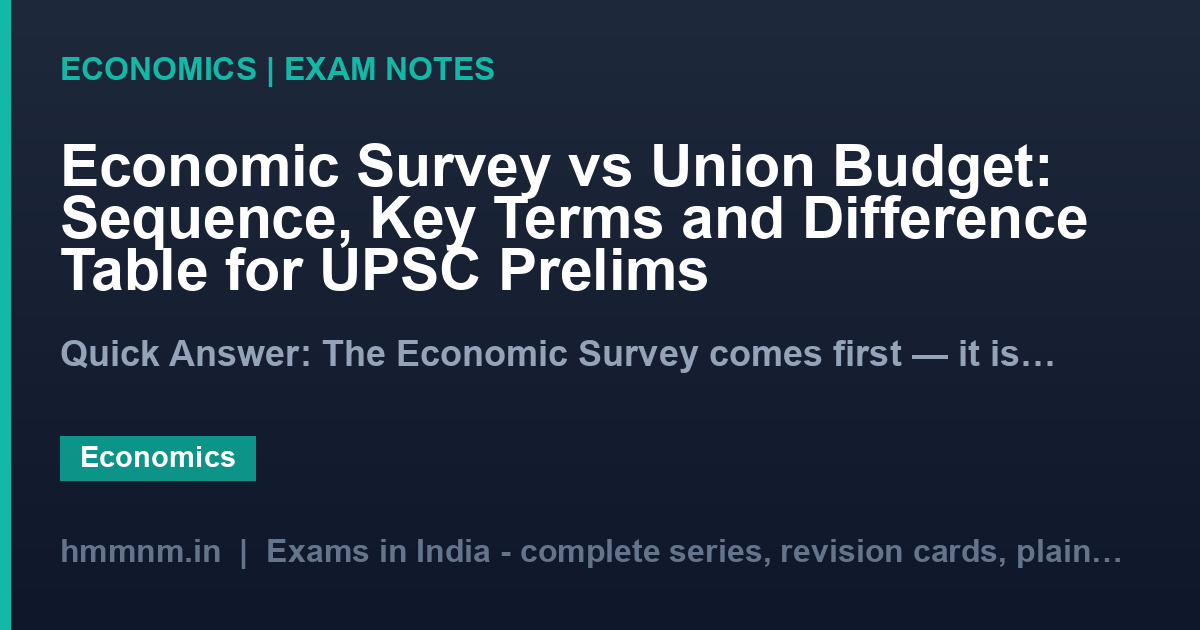 Economic Survey vs Union Budget: Sequence, Key Terms and Difference Table for UPSC Prelims