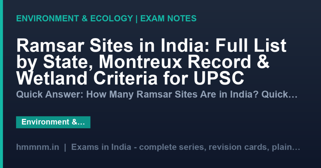 Ramsar Sites in India: Full List by State, Montreux Record & Wetland Criteria for UPSC