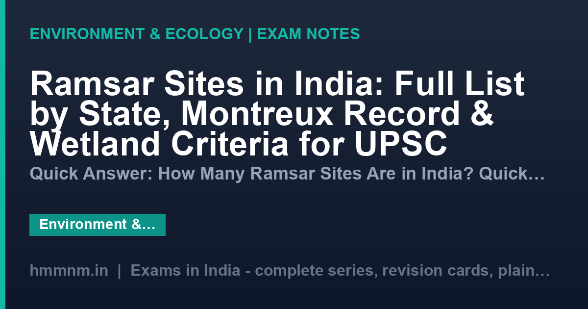 Ramsar Sites in India: Full List by State, Montreux Record & Wetland Criteria for UPSC
