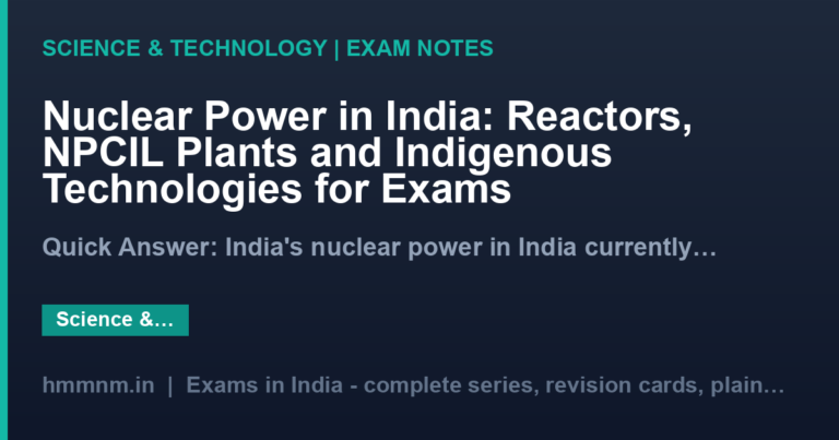 Nuclear Power in India: Reactors, NPCIL Plants and Indigenous Technologies for Exams