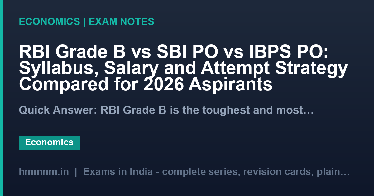 RBI Grade B vs SBI PO vs IBPS PO: Syllabus, Salary and Attempt Strategy Compared for 2026 Aspirants