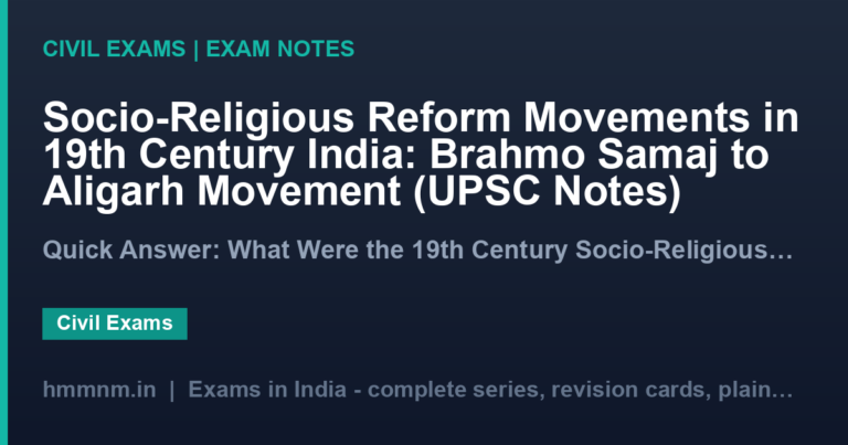 Socio-Religious Reform Movements in 19th Century India: Brahmo Samaj to Aligarh Movement (UPSC Notes)