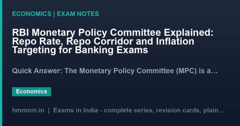 RBI Monetary Policy Committee Explained: Repo Rate, Repo Corridor and Inflation Targeting for Banking Exams