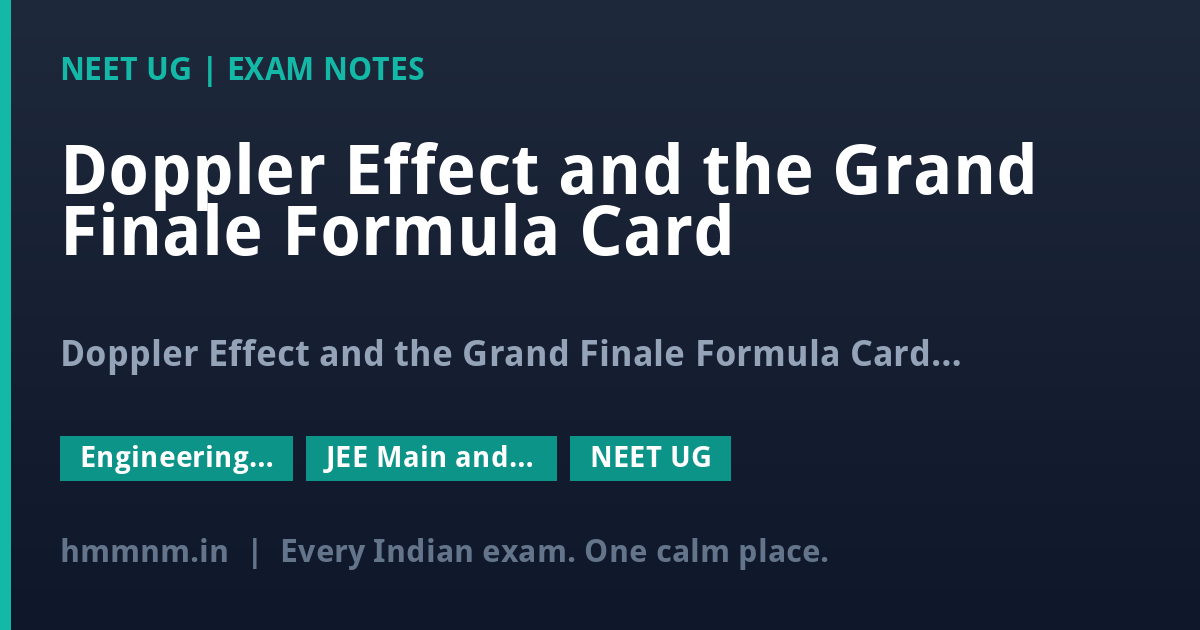 Doppler Effect and the Grand Finale Formula Card