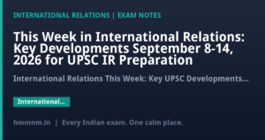 This Week in International Relations: Key Developments September 8-14, 2026 for UPSC IR Preparation