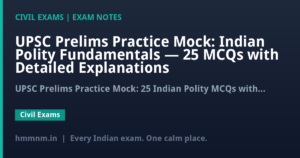UPSC Prelims Practice Mock: Indian Polity Fundamentals — 25 MCQs with Detailed Explanations