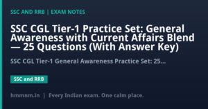 SSC CGL Tier-1 Practice Set: General Awareness with Current Affairs Blend — 25 Questions (With Answer Key)