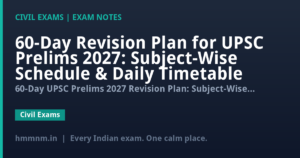 60-Day Revision Plan for UPSC Prelims 2027: Subject-Wise Schedule & Daily Timetable